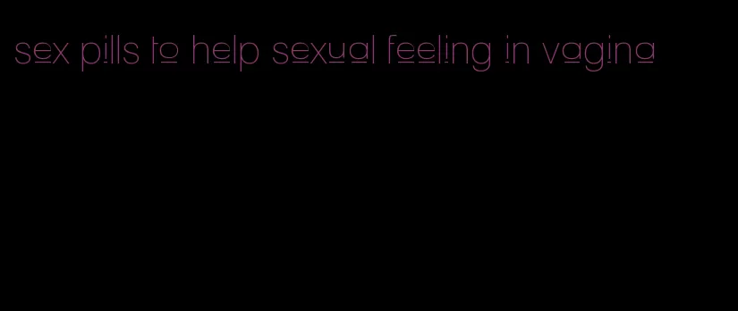 sex pills to help sexual feeling in vagina